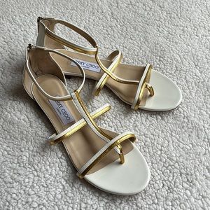 Jimmy Choo White and Gold Sandals
